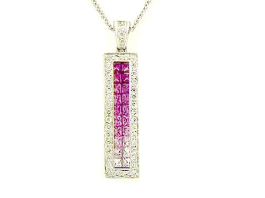 PINK SAPPHIRE & DIAMOND PENDANT, 18KW (H), C=1.17