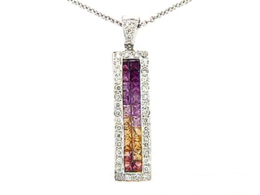 ORANGE, PINK SAPPHIRE & DIAMOND PENDANT, 18KW (H/U), C=1.17