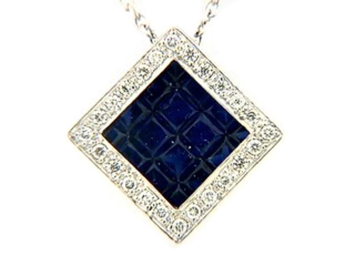 SAPPHIRE & DIAMOND PENDANT, 14KW (H), C=1.18
