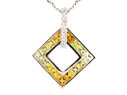 ORANGE SAPPHIRE & DIAMOND PENDANT, 18KW (H), C=1.58