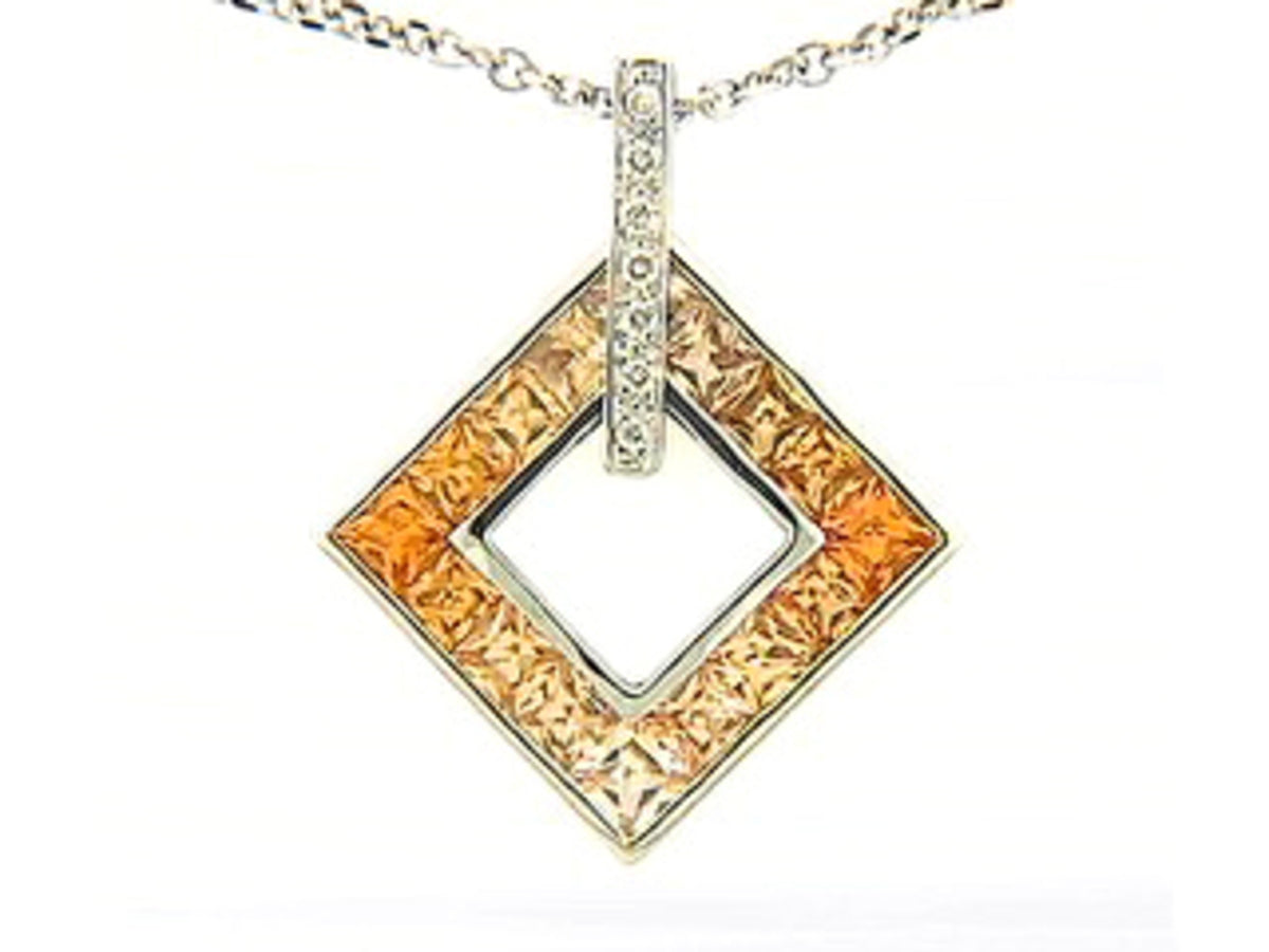 ORANGE SAPPHIRE & DIAMOND PENDANT
