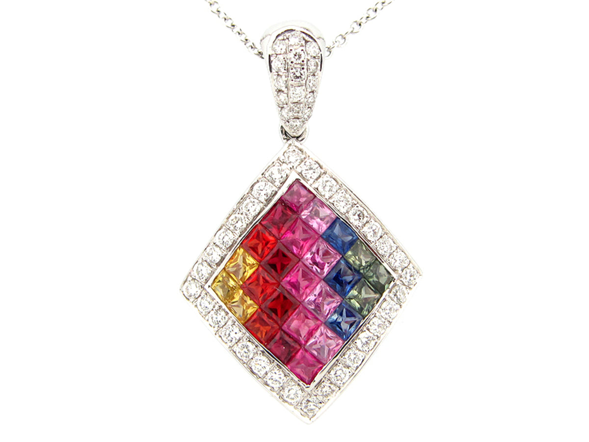 RAINBOW SAPPHIRE & DIAMOND PENDANT