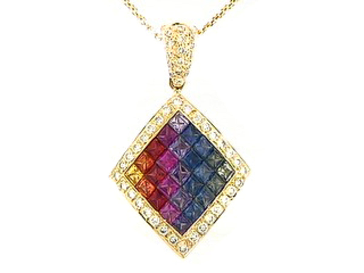RAINBOW SAPPHIRE & DIAMOND PENDANT
