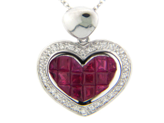 RUBY & DIAMOND PENDANT, 14KW (H), C=1.69