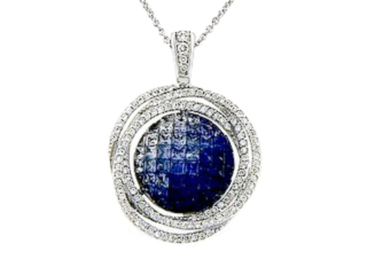 SAPPHIRE & DIAMOND PENDANT, 18KW (H), C=3.20