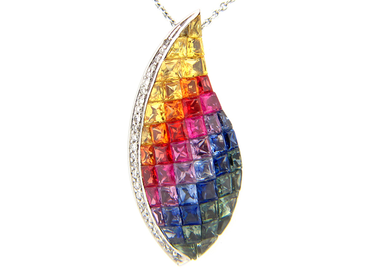 RAINBOW SAPPHIRE & DIAMOND PENDANT
