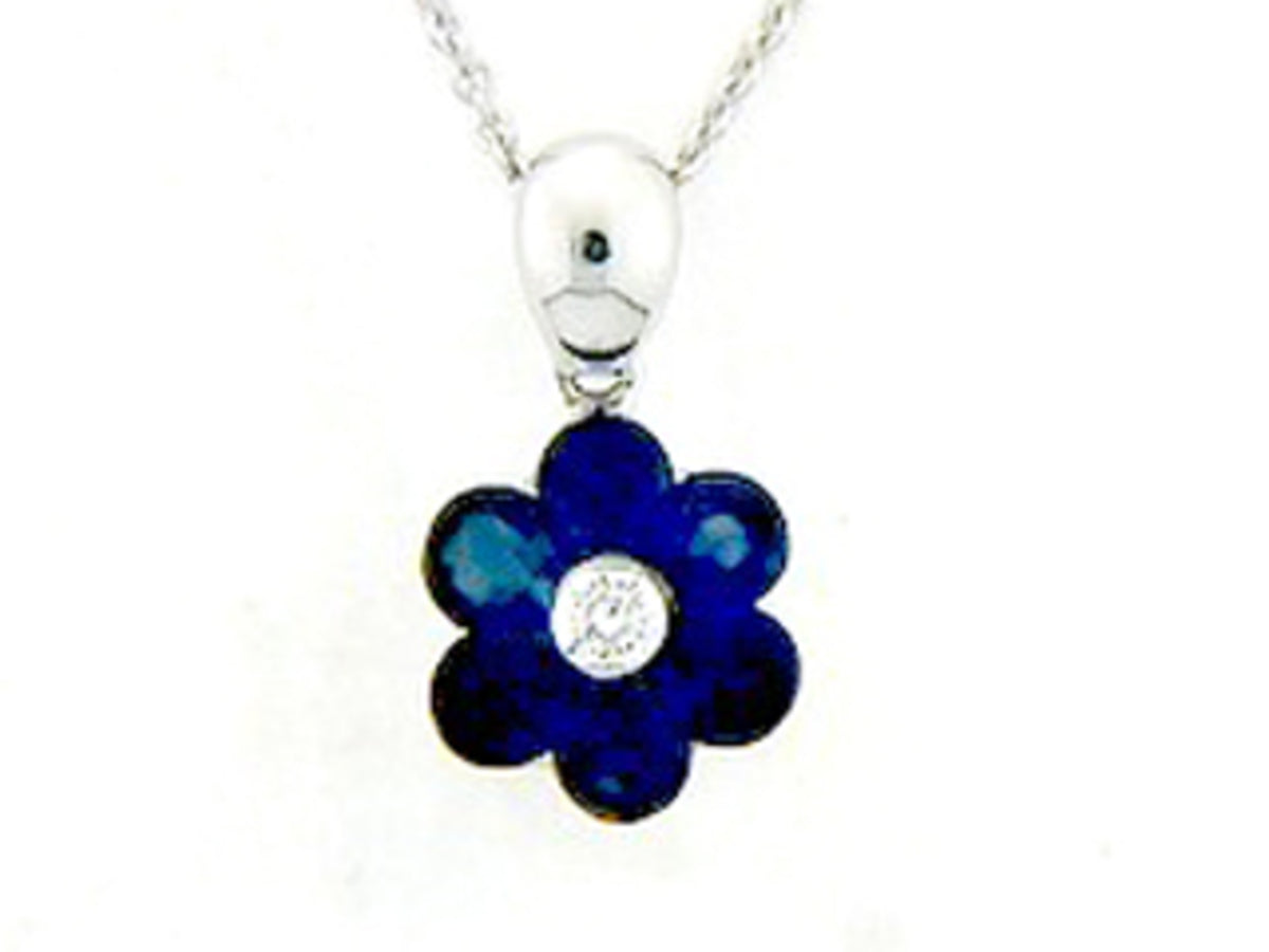 SAPPHIRE & DIAMOND PENDANT, 18KW (H)
