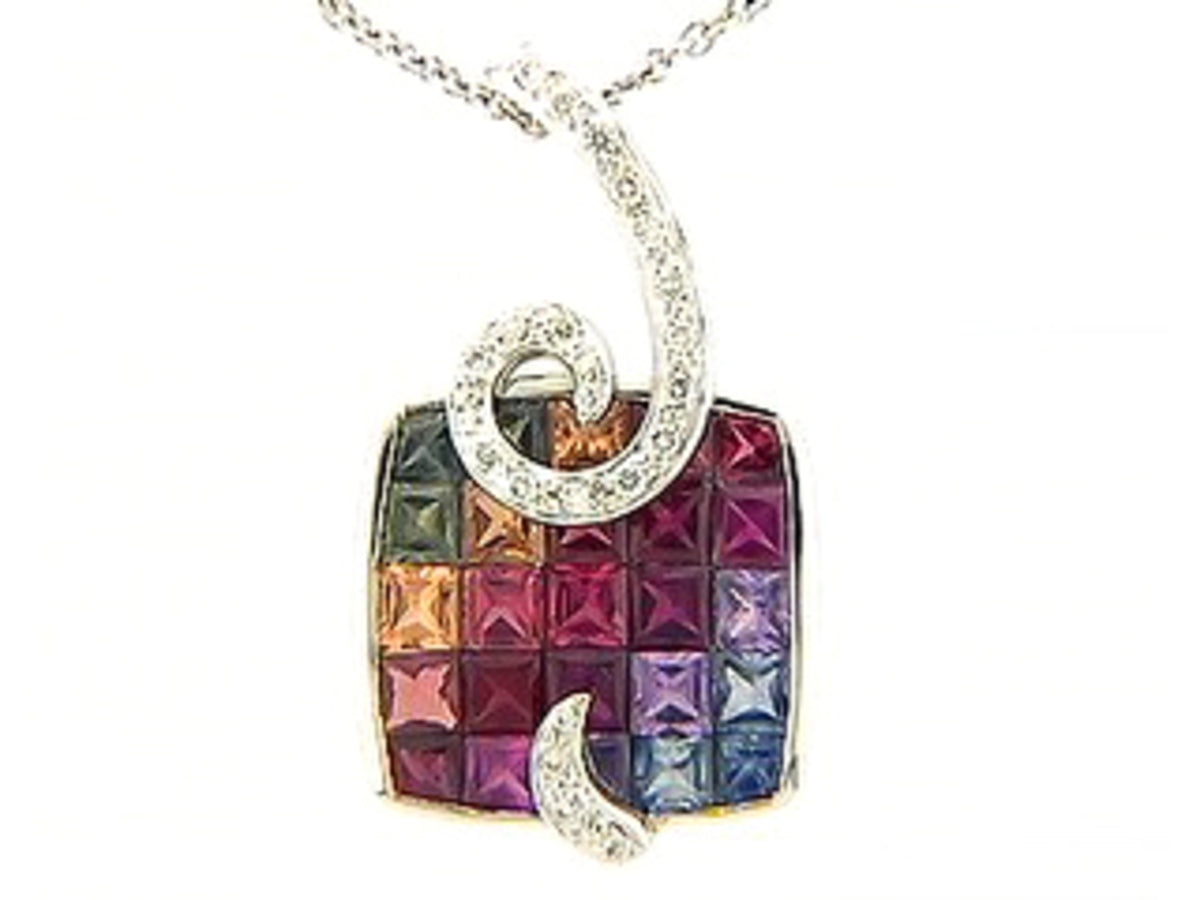 RAINBOW SAPPHIRE & DIAMOND PENDANT