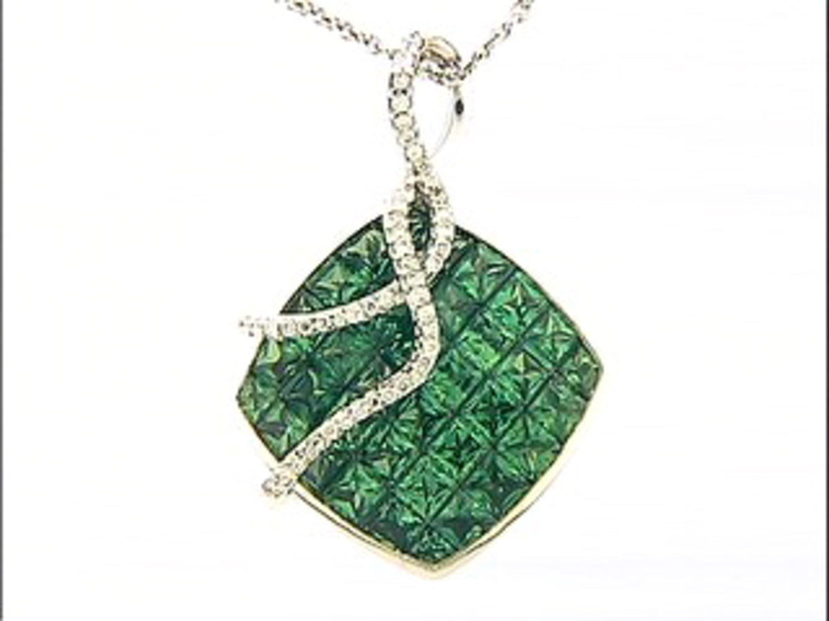 TSAVORITE & DIAMOND PENDANT, 18KW (N), C=3.02