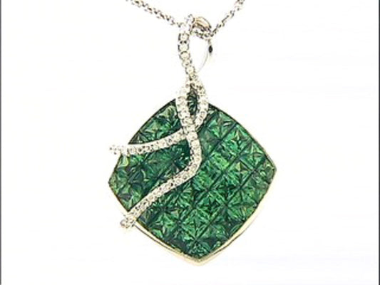 Tsavorite Diamond Pendant, 18kw (N), C=3.02