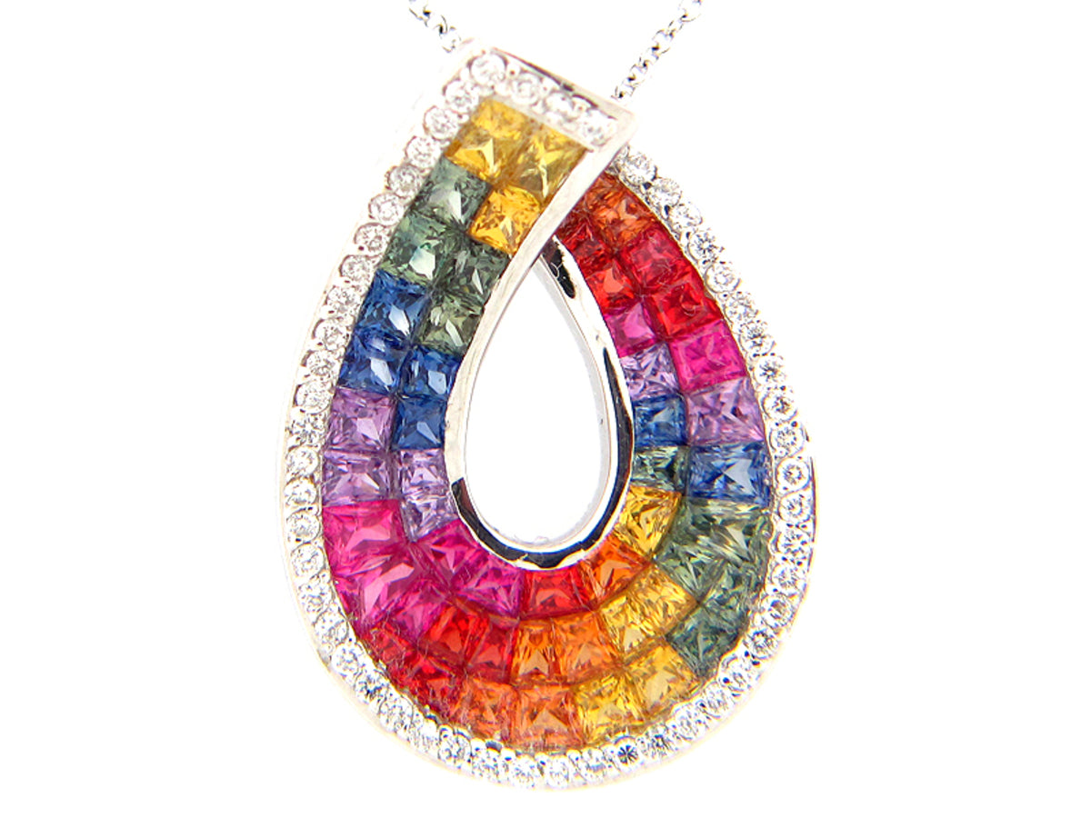 RAINBOW SAPPHIRE & DIAMOND PENDANT