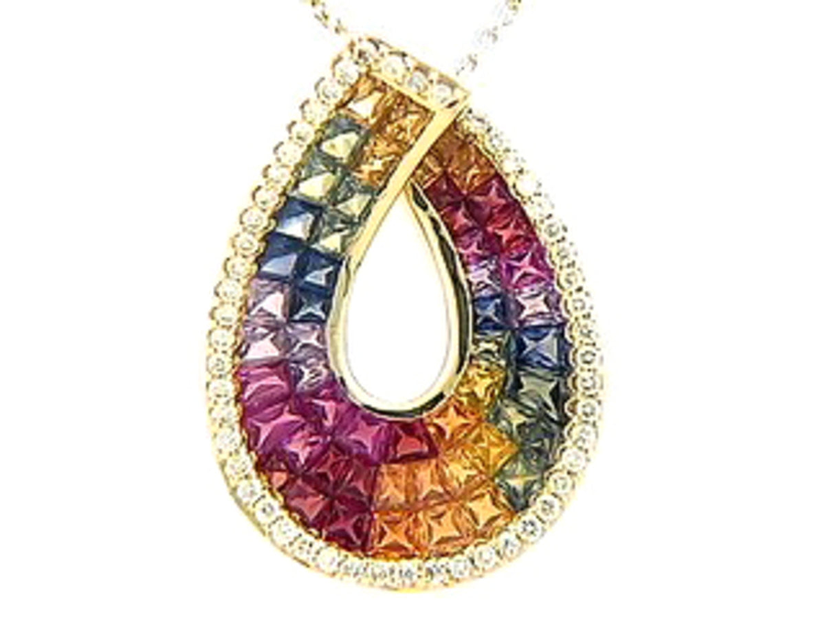 RAINBOW SAPPHIRE & DIAMOND PENDANT