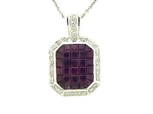 RUBY & DIAMOND PENDANT, 14KW (H), C=2.56