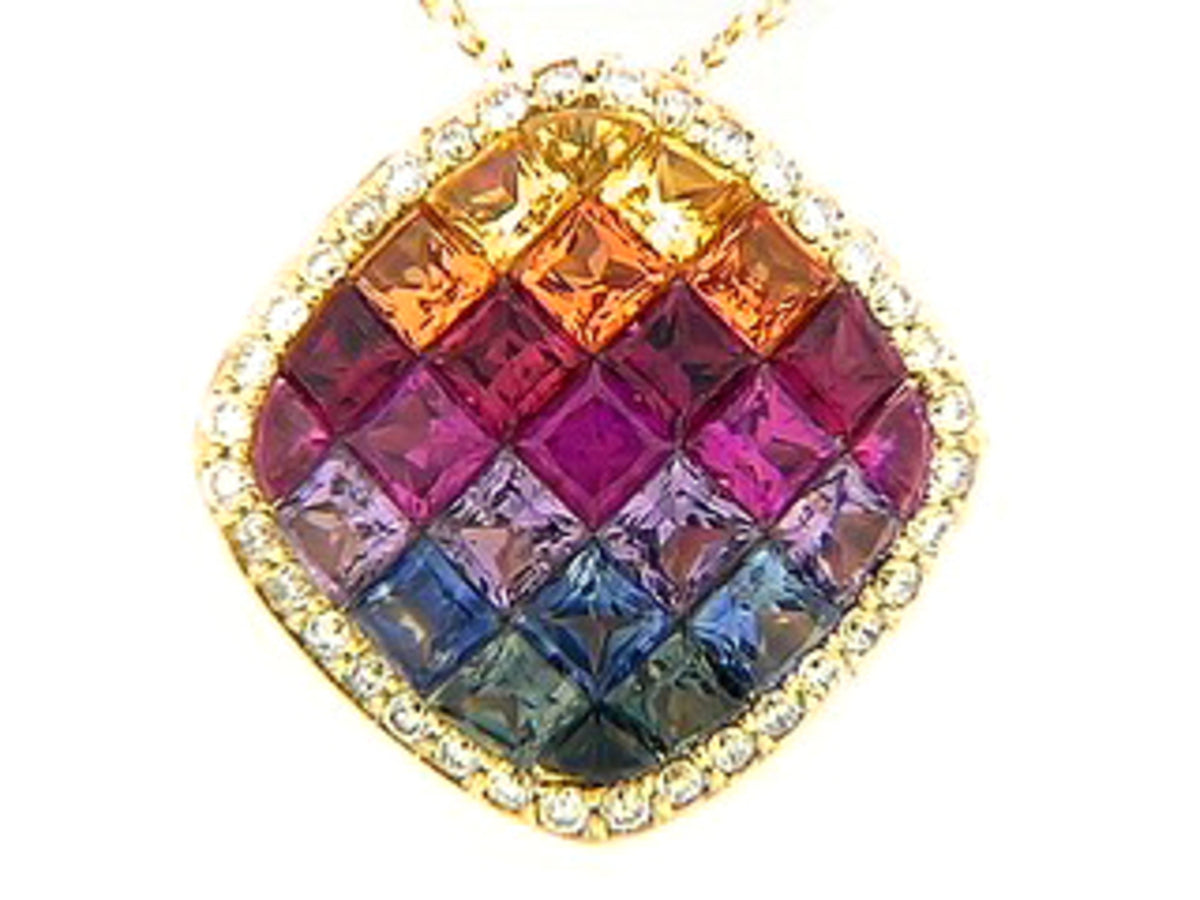 RAINBOW SAPPHIRE & DIAMOND PENDANT