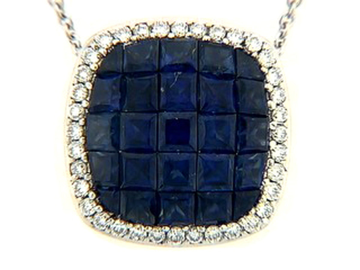 SAPPHIRE & DIAMOND PENDANT, 14KW (H), C=3.10