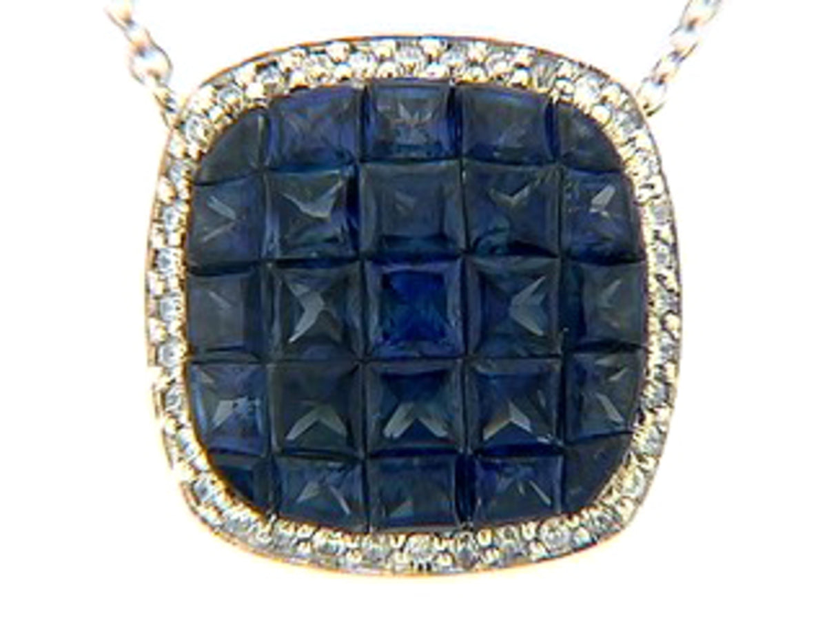 SAPPHIRE & DIAMOND PENDANT, 14KW (H), C=2.00