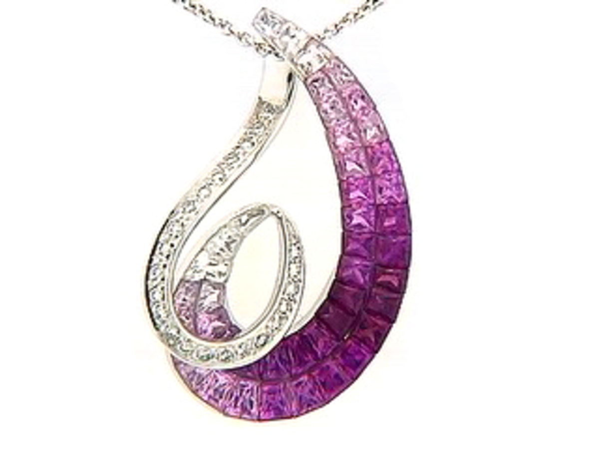 PINK SAPPHIRE & DIAMOND PENDANT, 18KW (H), C=4.70