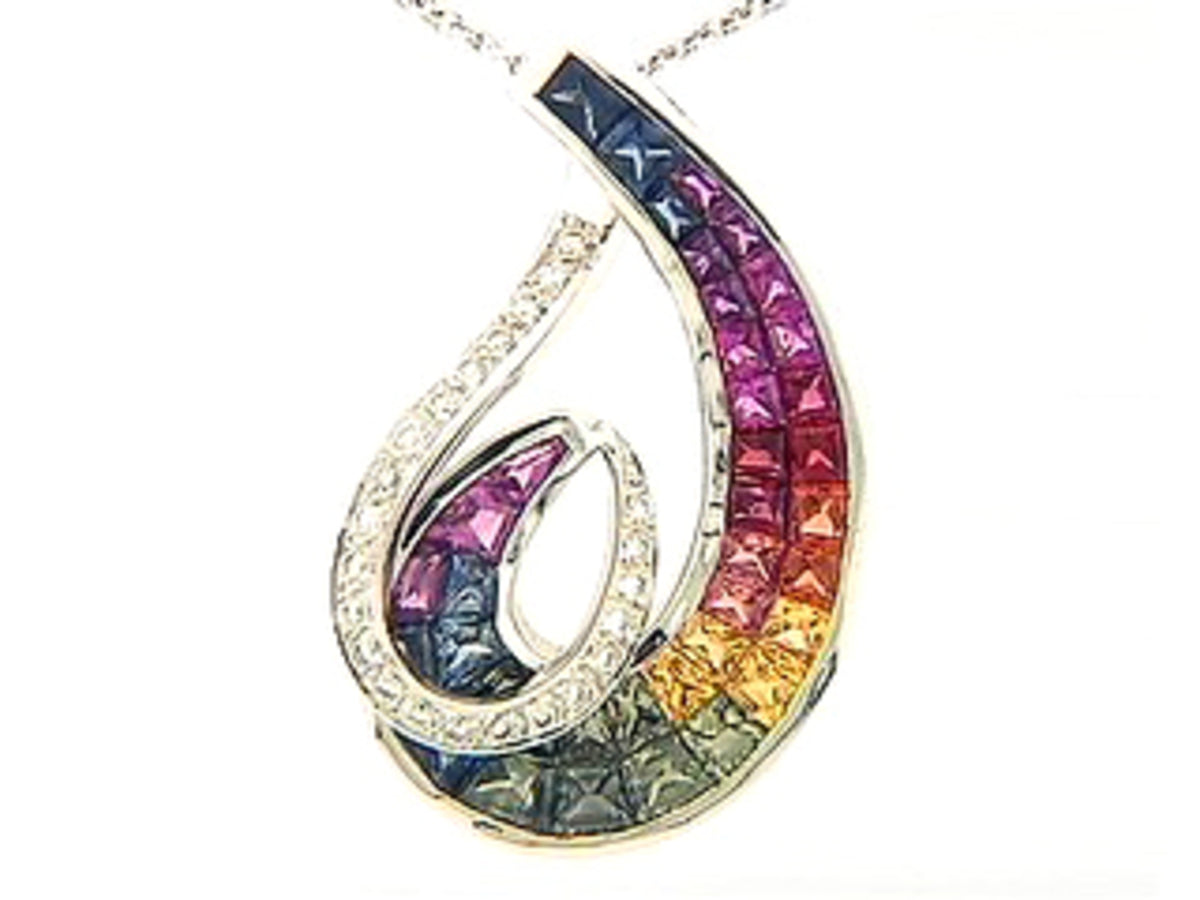 RAINBOW SAPPHIRE & DIAMOND PENDANT