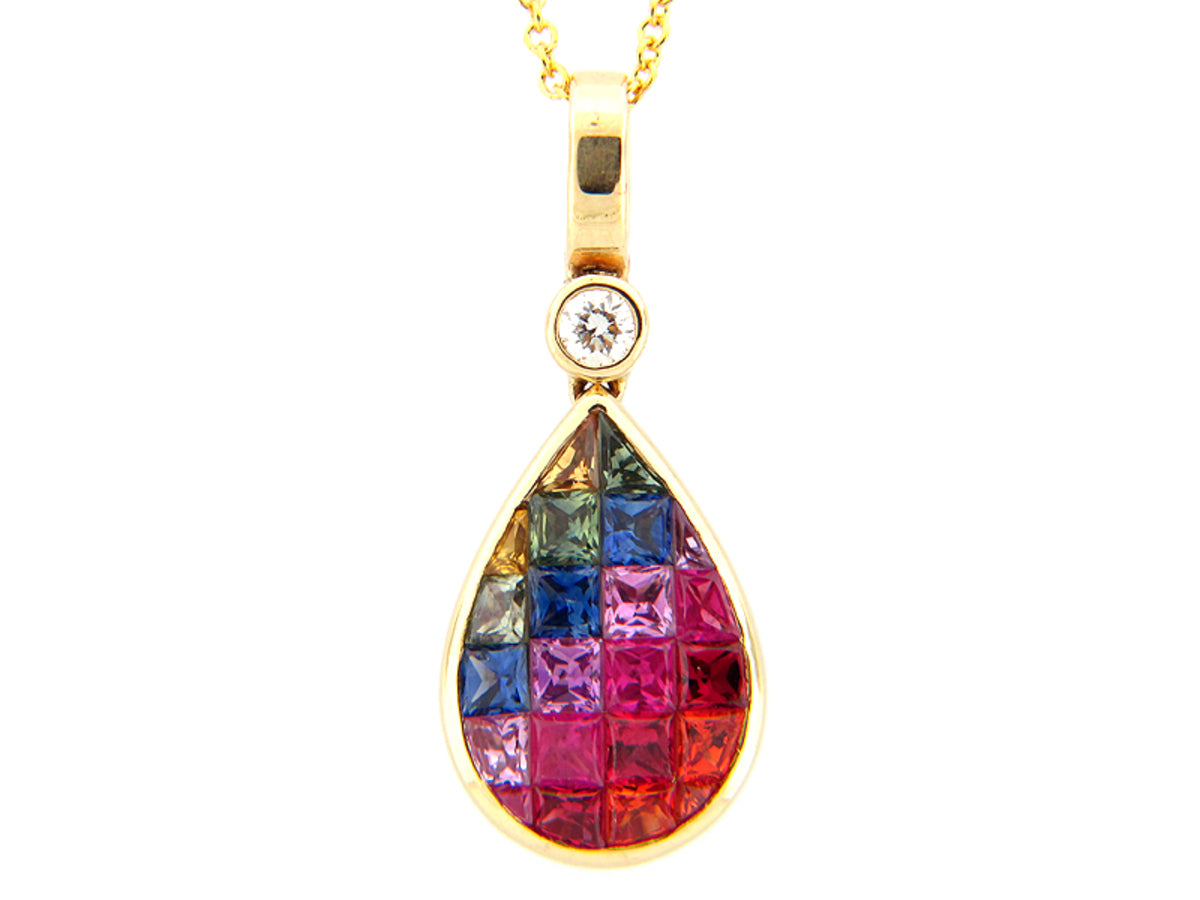 RAINBOW SAPPHIRE & DIAMOND PENDANT