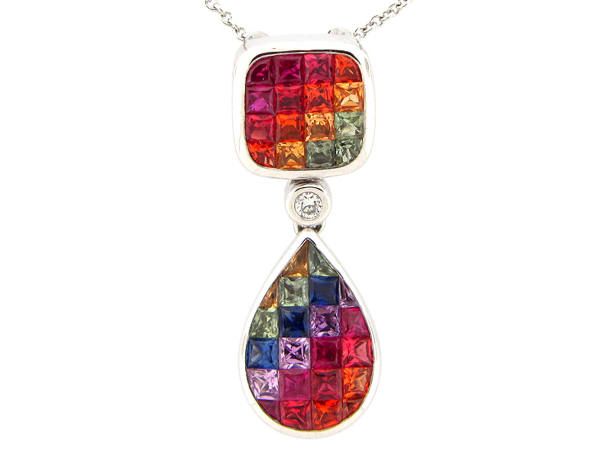 RAINBOW SAPPHIRE & DIAMOND PENDANT