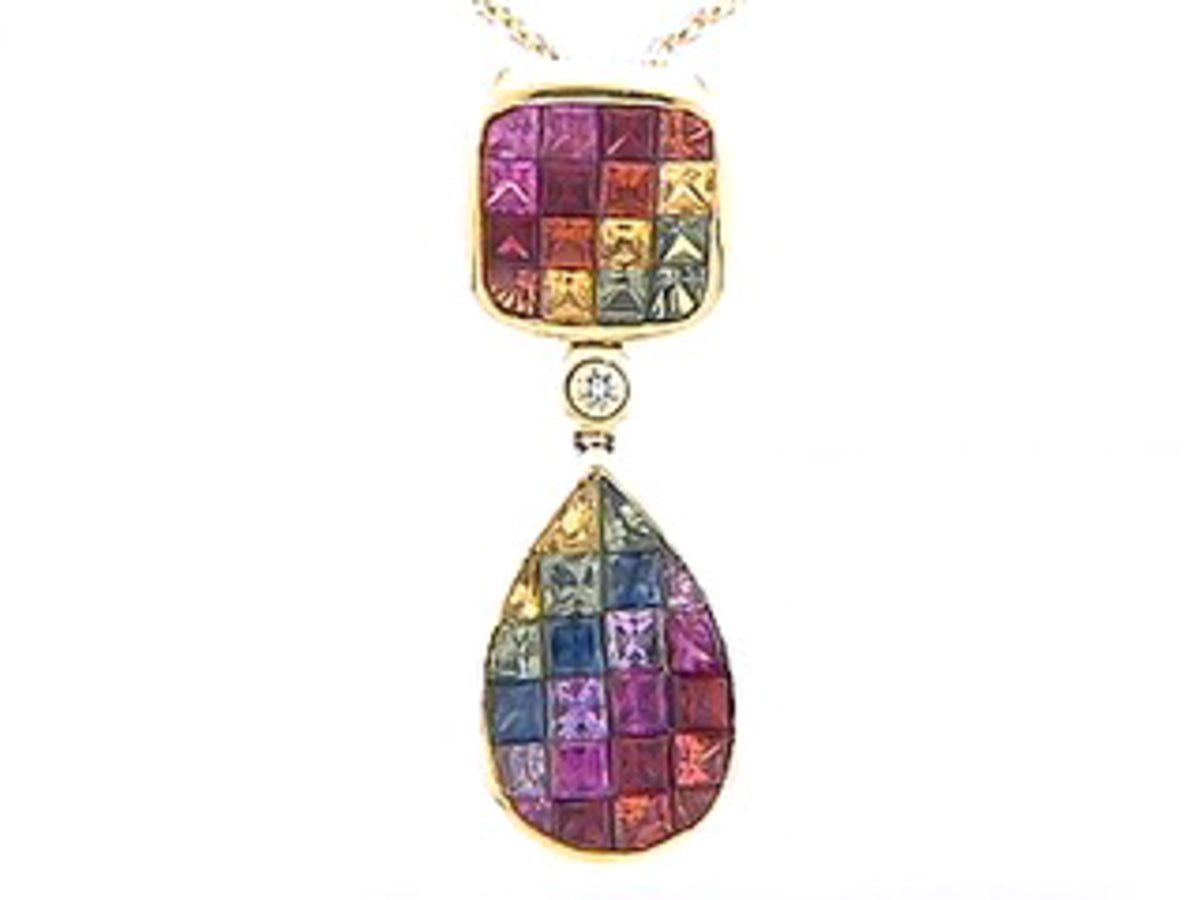 RAINBOW SAPPHIRE & DIAMOND PENDANT