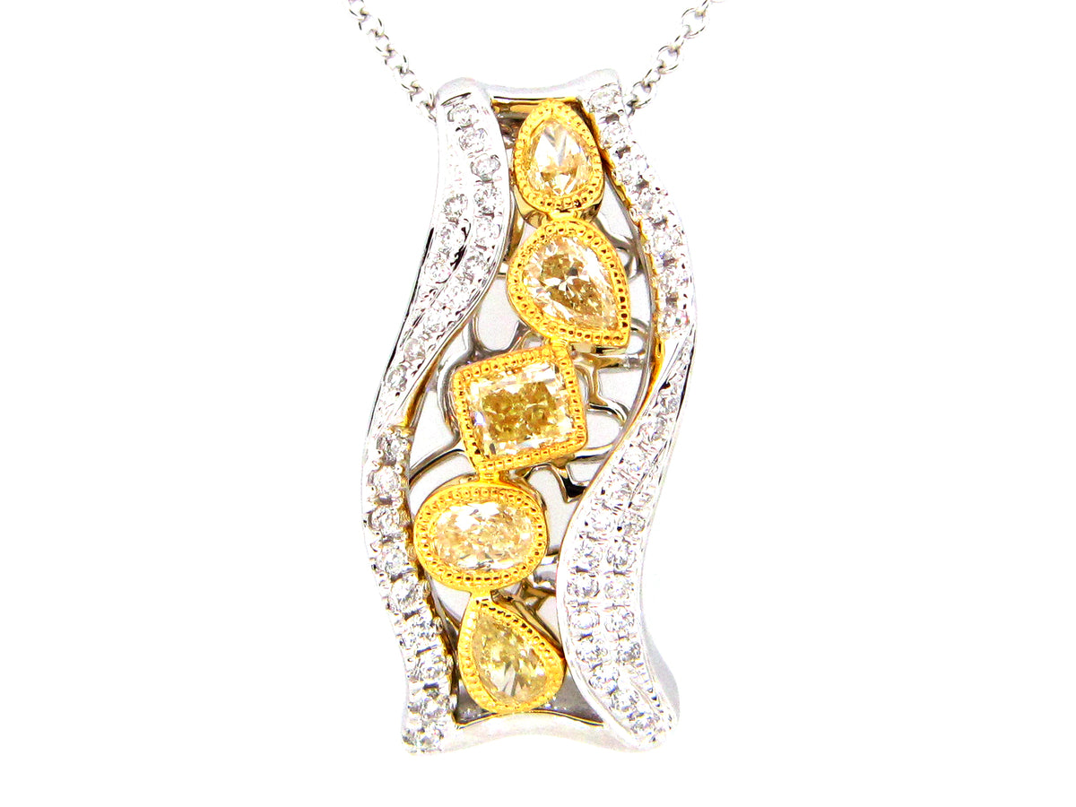 YELLOW & WHITE DIAMOND PENDANT, 18KT (N)