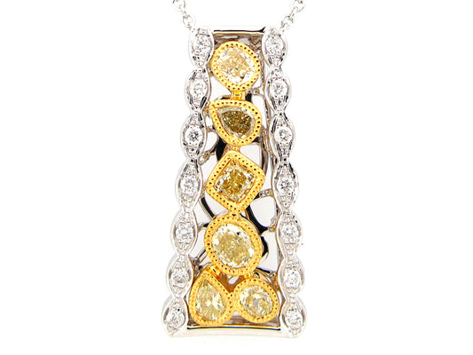 YELLOW & WHITE DIAMOND PENDANT, 18KT, (N)