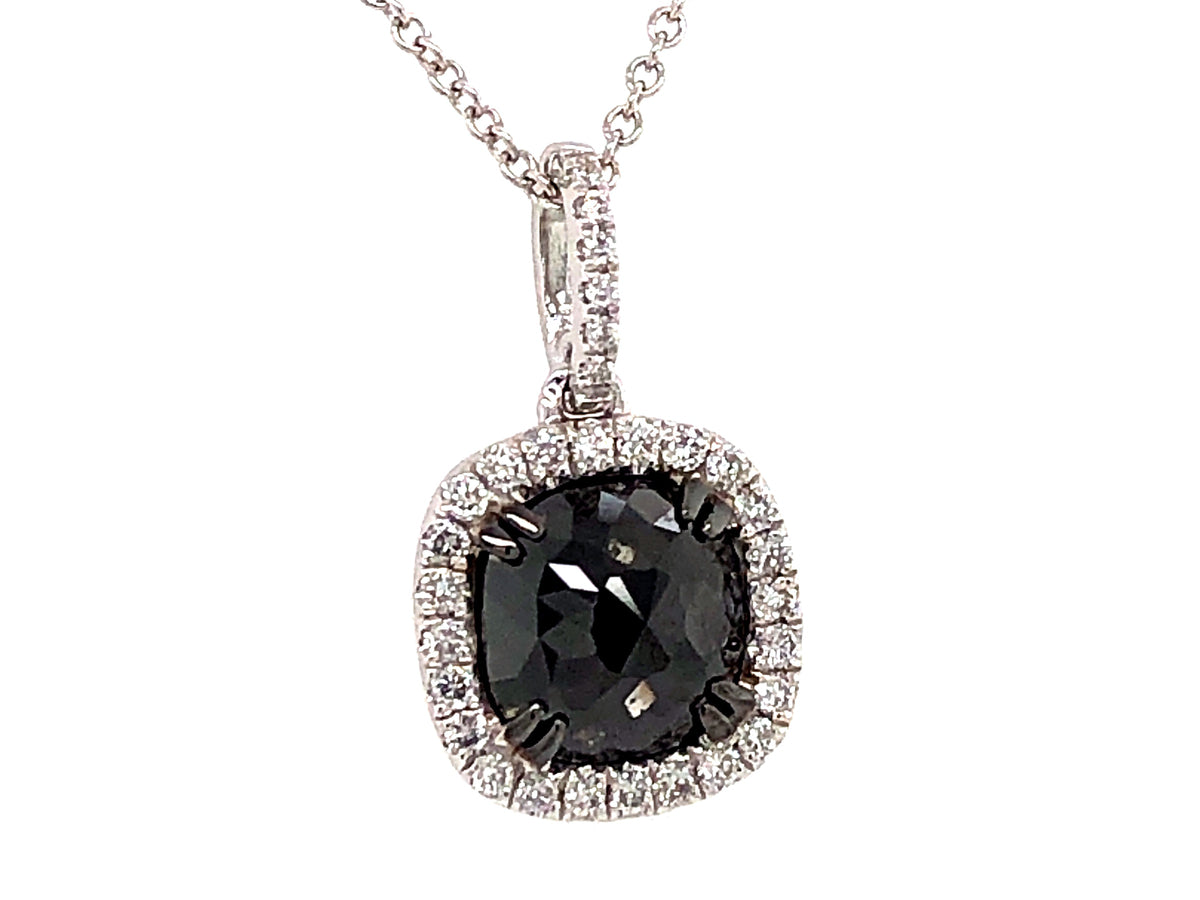 ROSE CUT BLACK & WHITE DIAMOND PENDANT