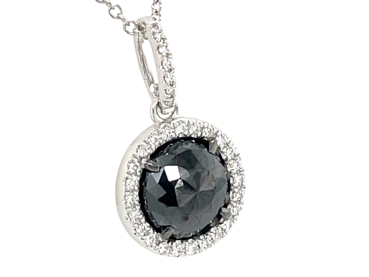 ROSE CUT BLACK & WHITE DIAMOND PENDANT