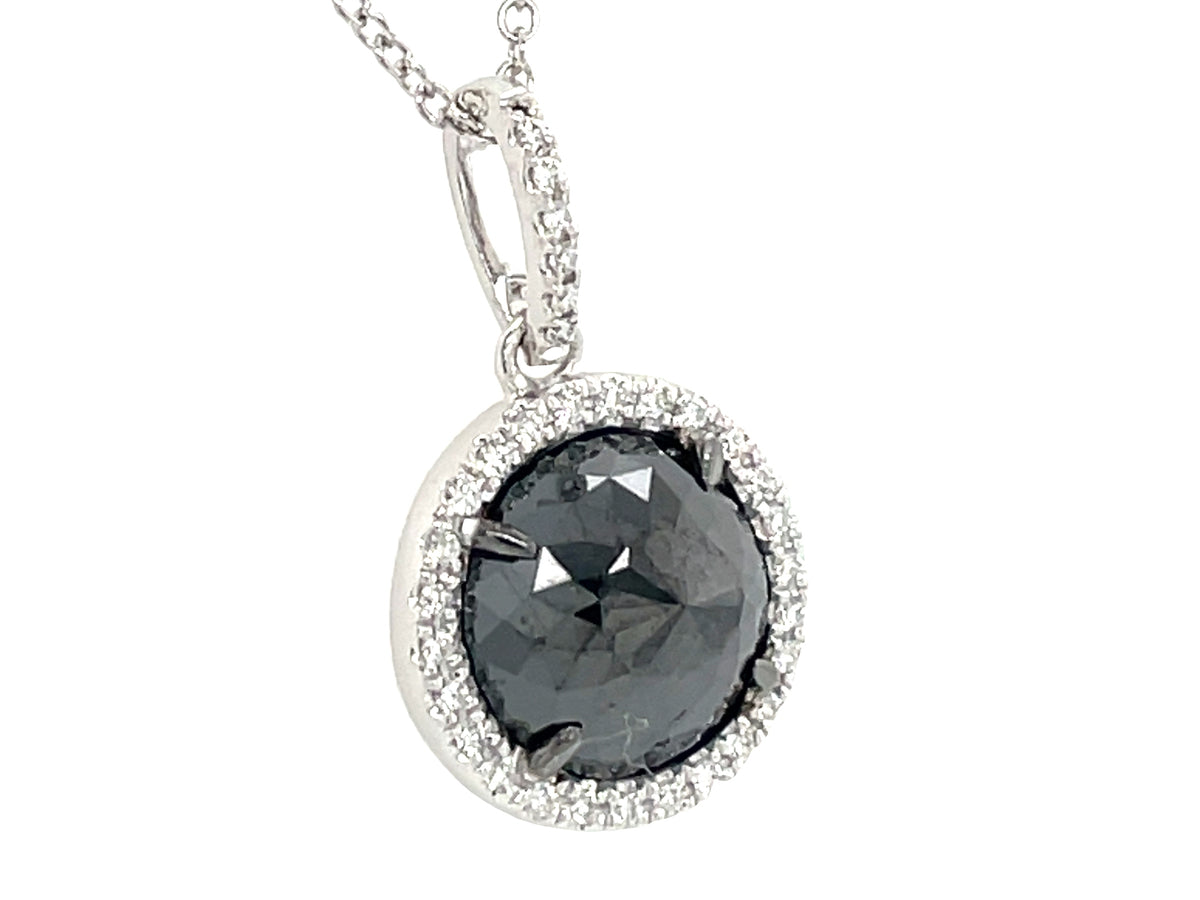 ROSE CUT BLACK & WHITE DIAMOND PENDANT