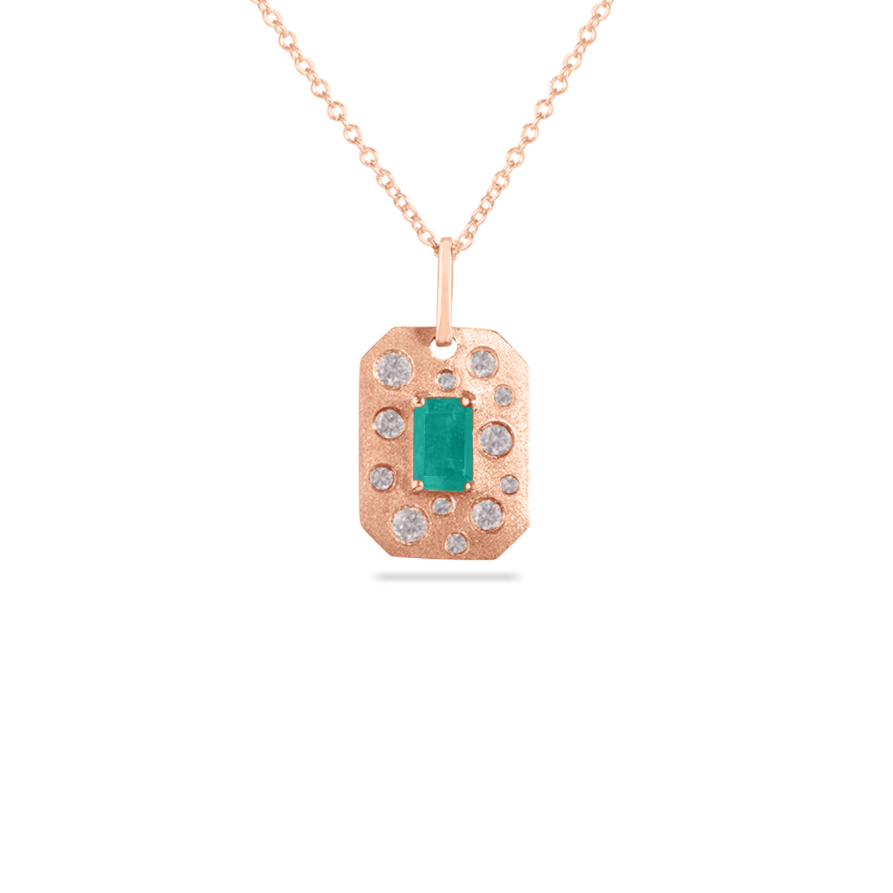 Emerald & Diamond Scatter Tag Necklace