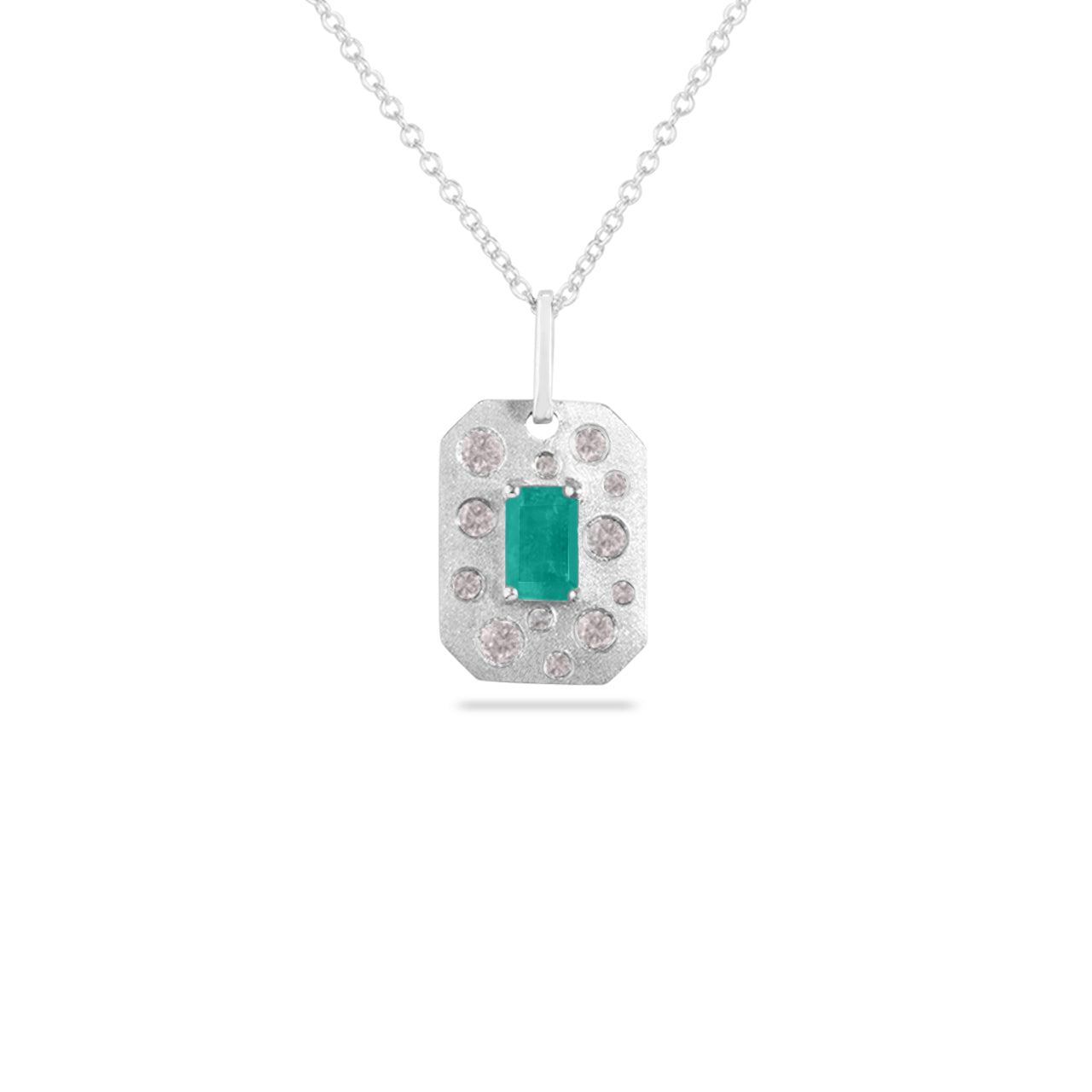 Emerald & Diamond Scatter Tag Necklace