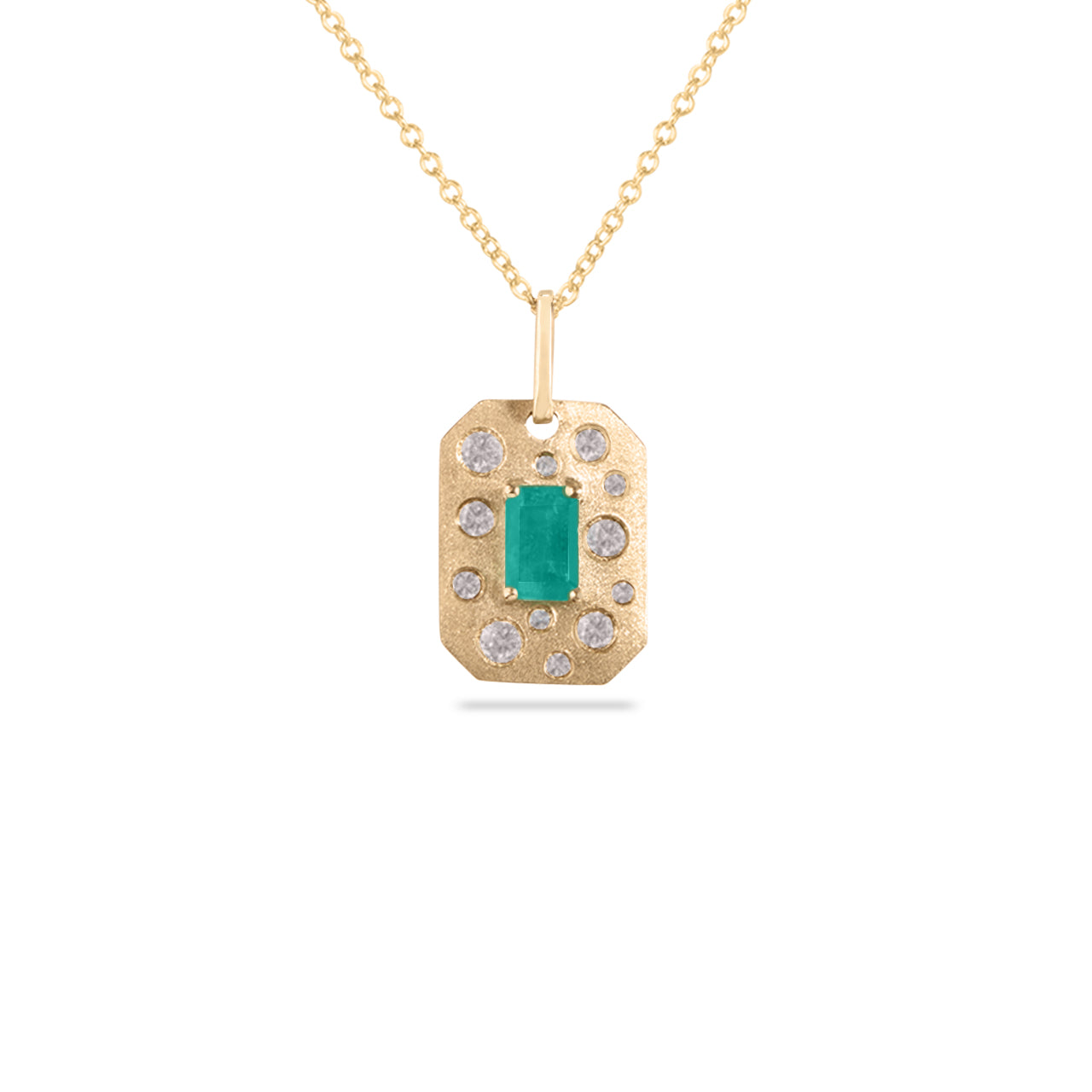 Emerald & Diamond Scatter Tag Necklace