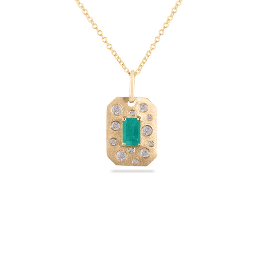 Emerald & Diamond Scatter Tag Necklace