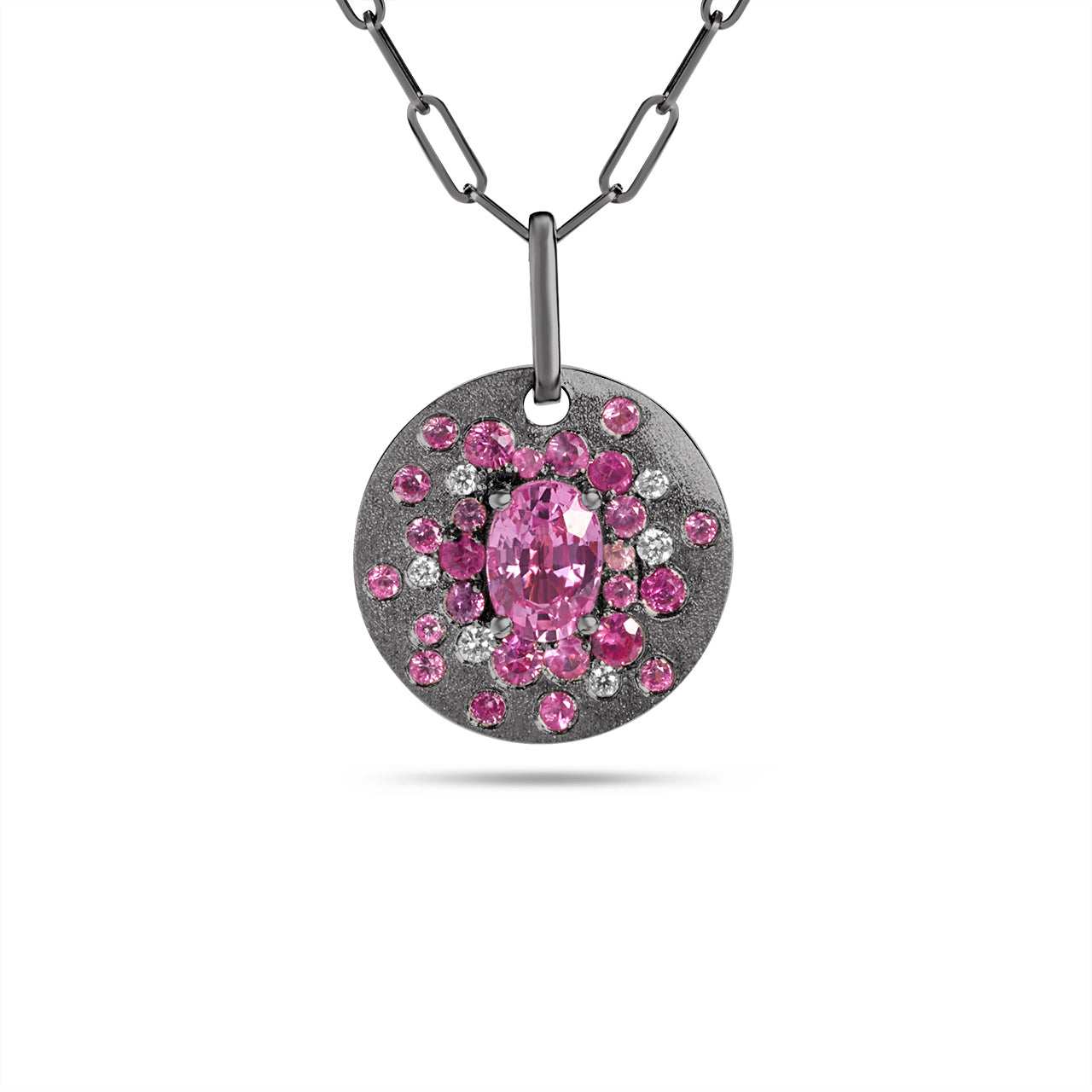 Pink Sapphire & Diamond Confetti Burst Necklace