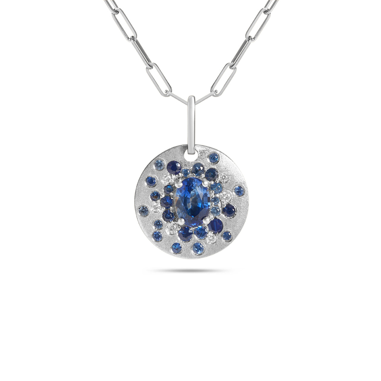 Sapphire Mix & Diamond Confetti Disc Necklace
