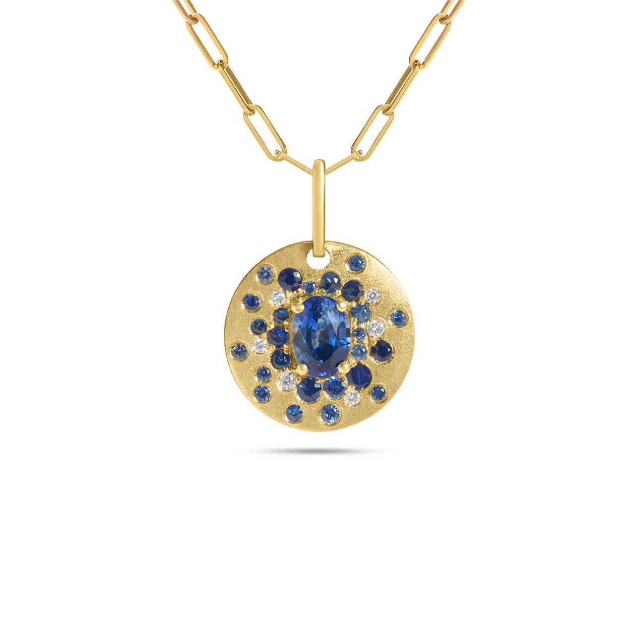 Sapphire Mix & Diamond Confetti Disc Necklace