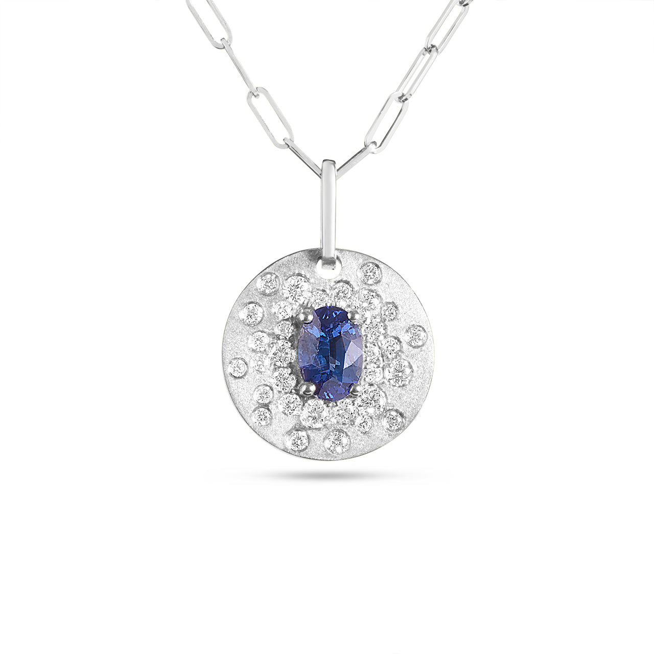 Sapphire & Diamond Confetti Disc Necklace