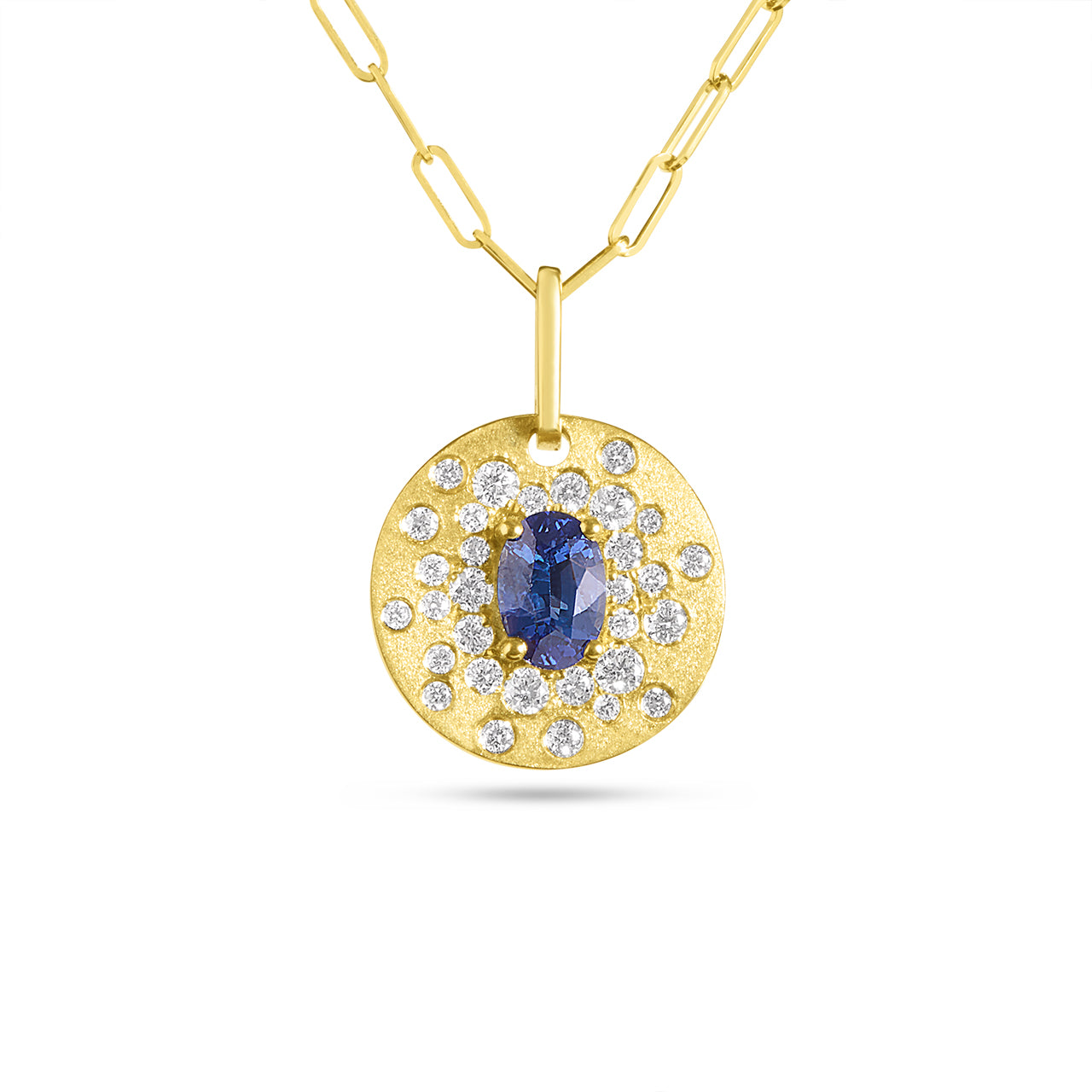Sapphire & Diamond Confetti Disc Necklace
