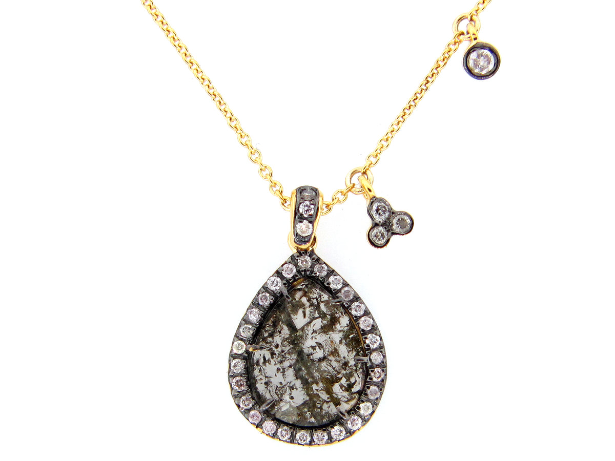 ROSE CUT BROWN & WHITE DIAMOND  PENDANT, 18KY (N), ROSE CUT DIAMOND=1.02