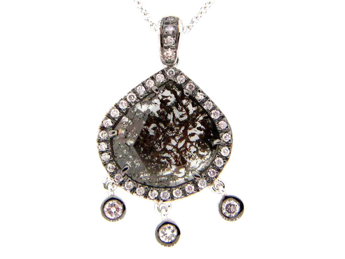 ROSE CUT FANCY COLOR DIAMOND PENDANT, 18KW (N)