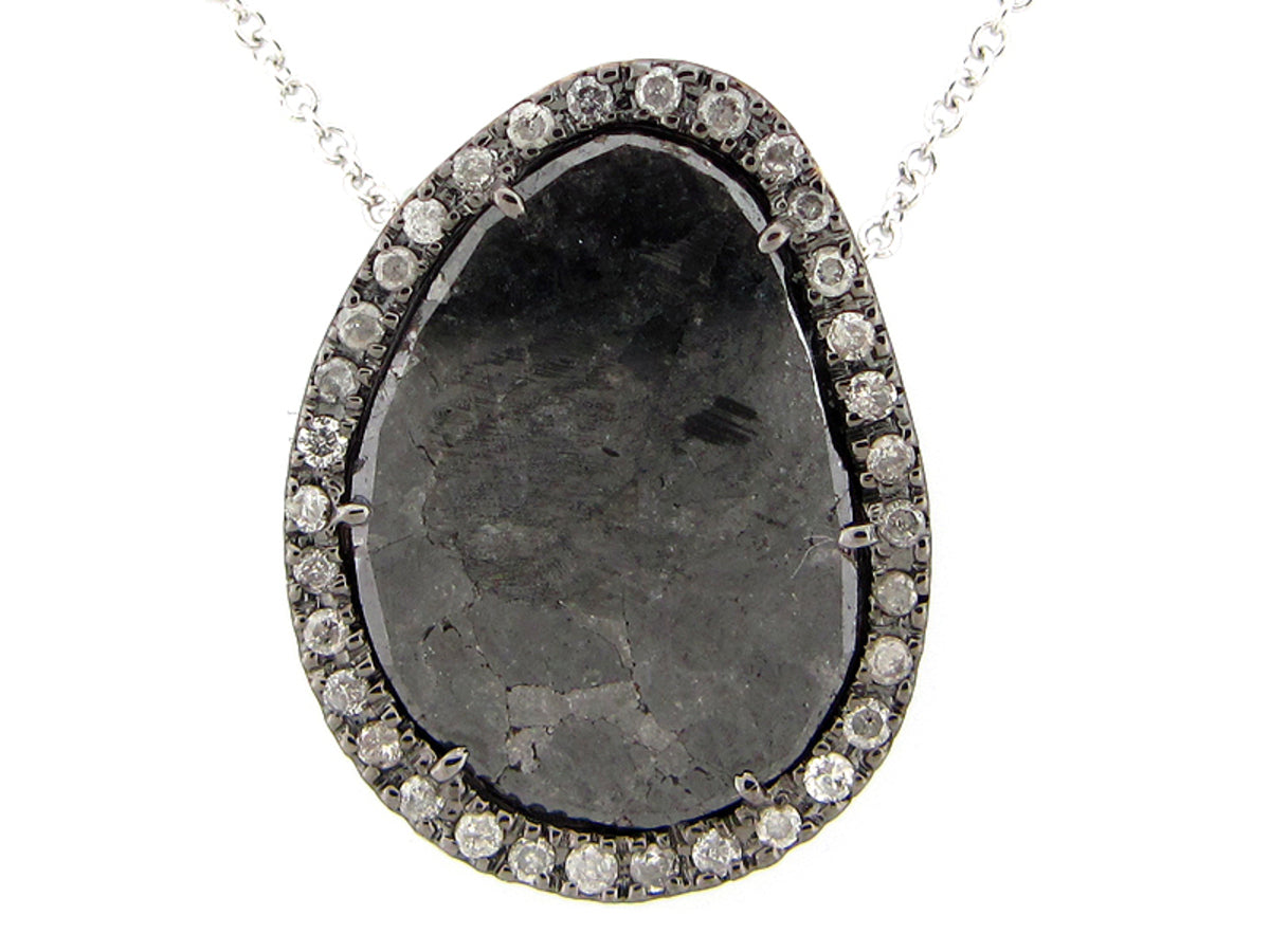 ROSE CUT SLICE BROWN DIAMOND PENDANT, 18KW (N)