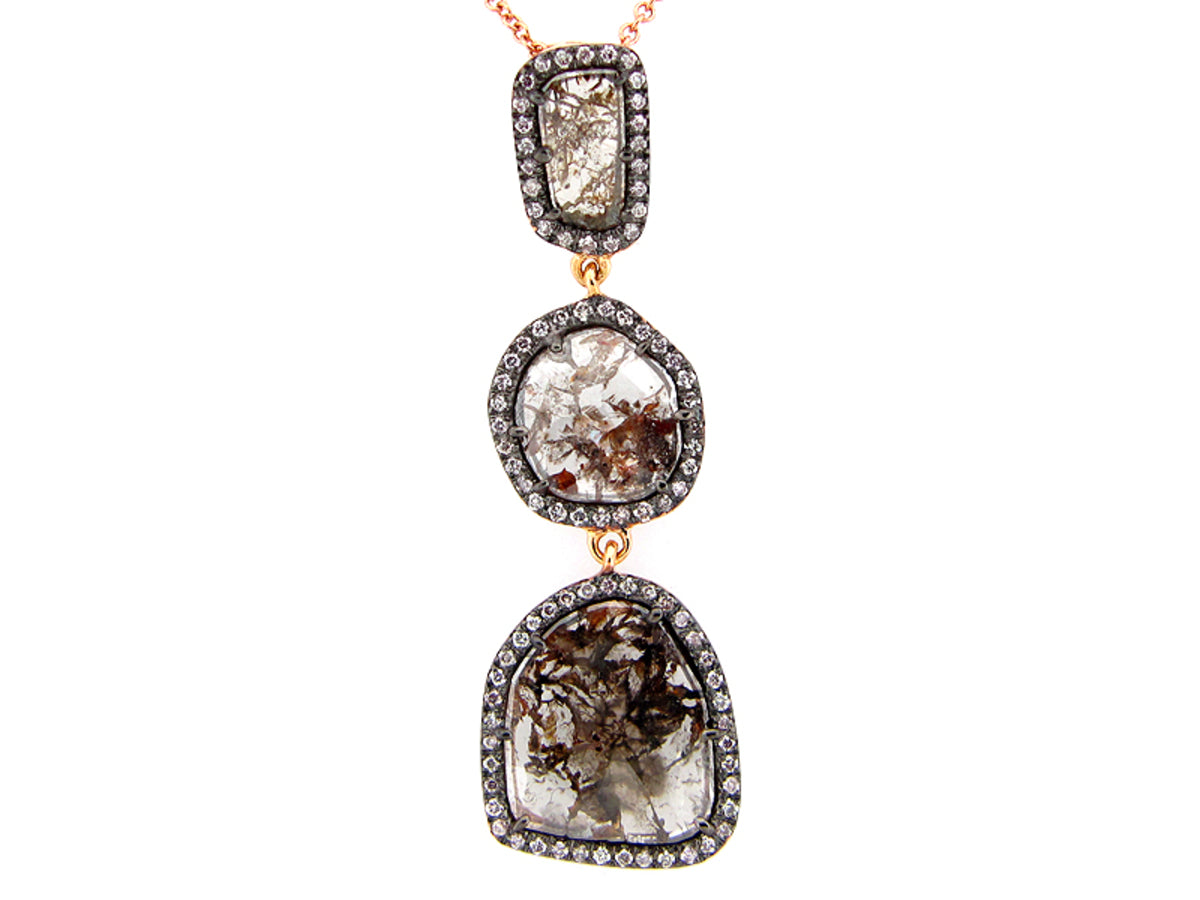 ROSE ROUGH CUT BROWN DIAMOND PENDANT, 18KR (N)