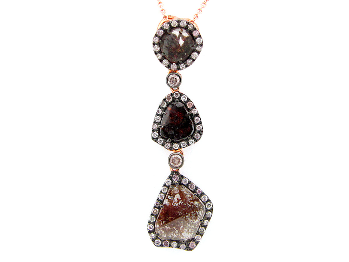 ROSE CUT SLICE BROWN DIAMOND PENDANT, 18KR (N)