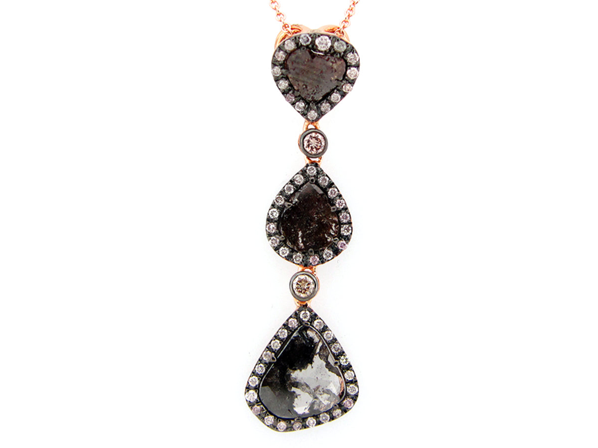 ROSE CUT SLICE BROWN DIAMOND PENDANT, 18KR (N)