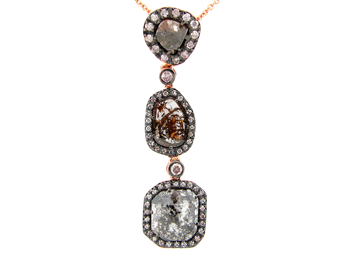 ROSE CUT SLICE BROWN DIAMOND PENDANT, 18KR (N)