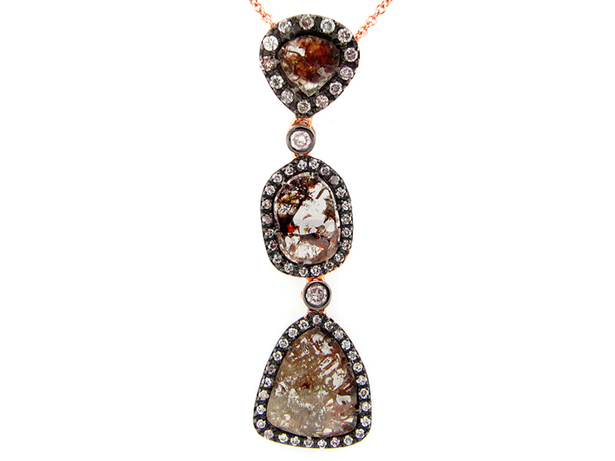 ROSE CUT SLICE BROWN DIAMOND PENDANT, 18KR (N)