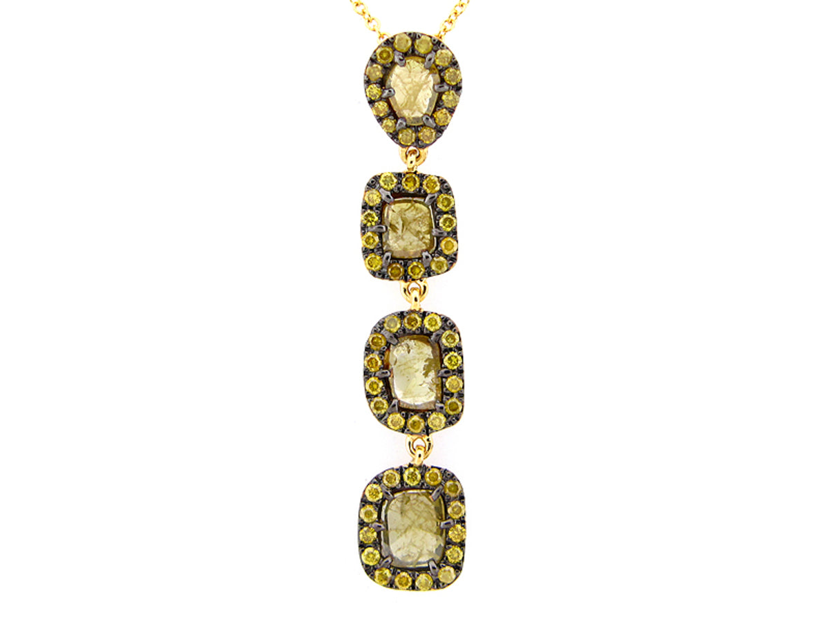 ROSE CUT SLICE YELLOW DIAMOND PENDANT, 18KY (N)