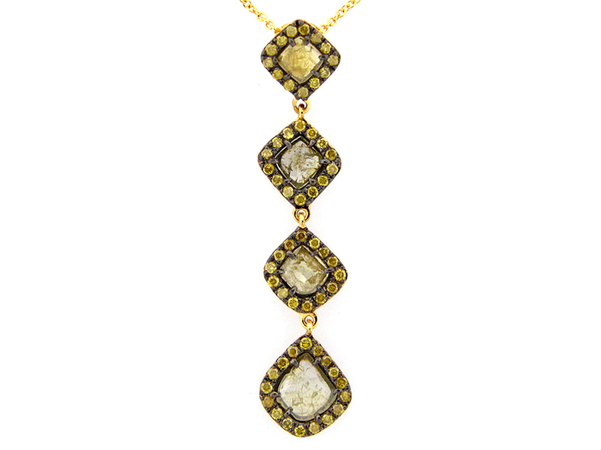 ROSE CUT SLICE YELLOW DIAMOND PENDANT, 18KY (N)
