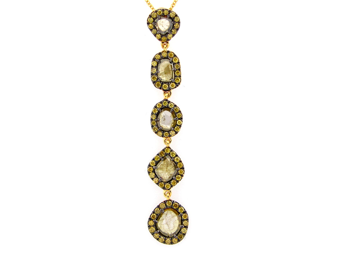 ROSE CUT SLICE YELLOW DIAMOND PENDANT, 18KY (N)